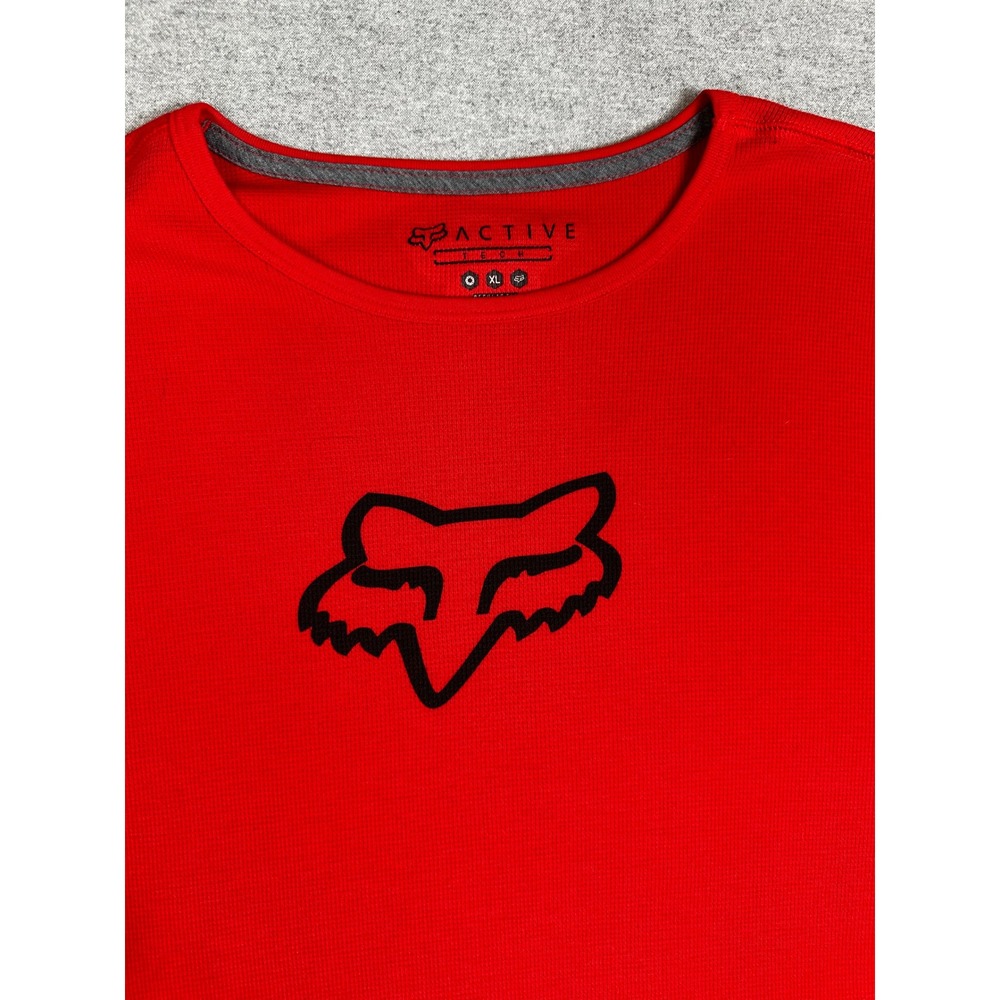 Fox Racing Active Tech Thermal‎ Shirt Mens XL Red Long Sleeve Waffle Knit Logo - Picture 2 of 10